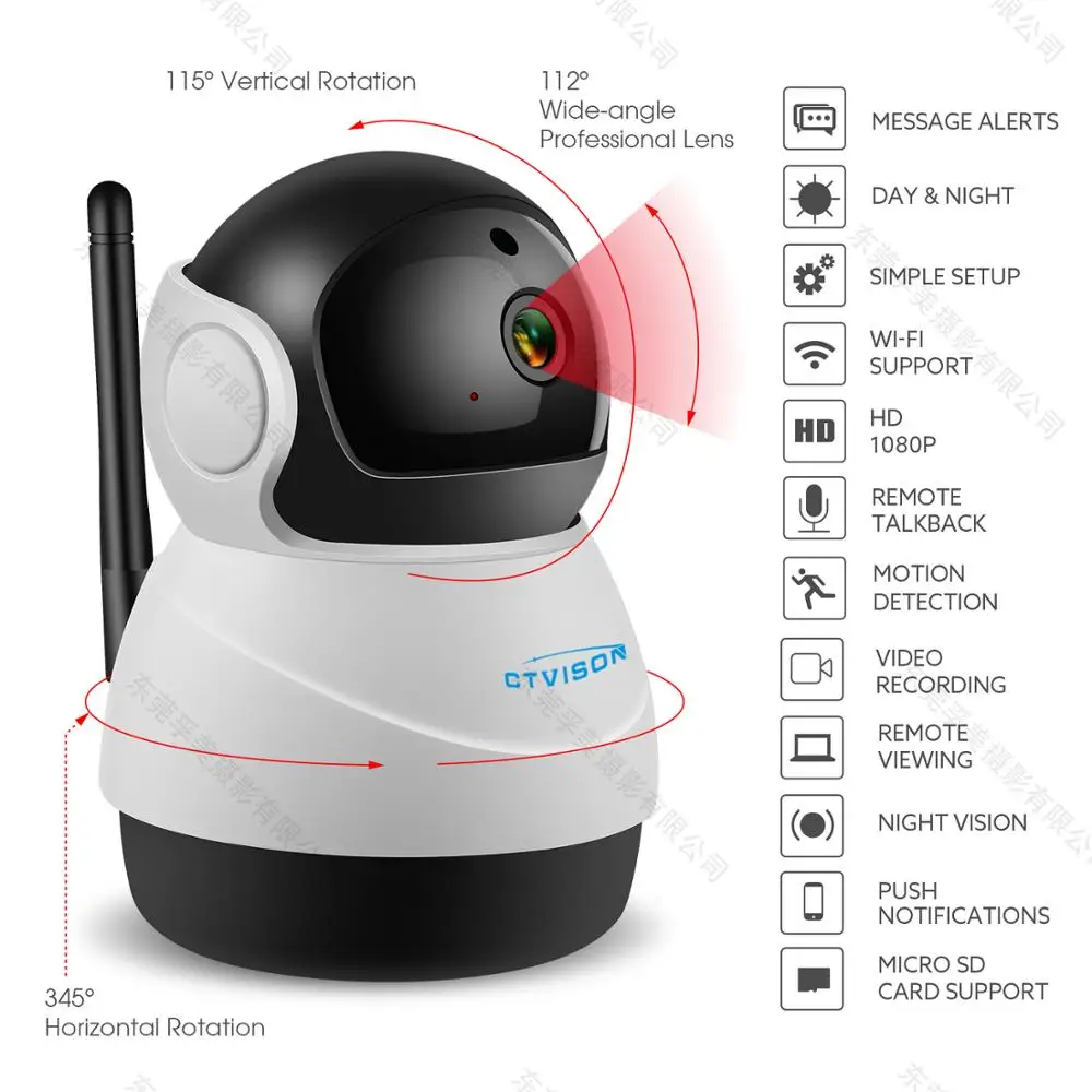 IP Wireless Security PTZ WiFi Camera 1080 PHD Two-Way Audio Remote Access/Motion Detection/SD Card Storage/3D Navigation
IP Wireless Security PTZ WiFi Camera 1080 PHD Two-Way Audio Remote Access/Motion Detection/SD Card Storage/3D Navigation