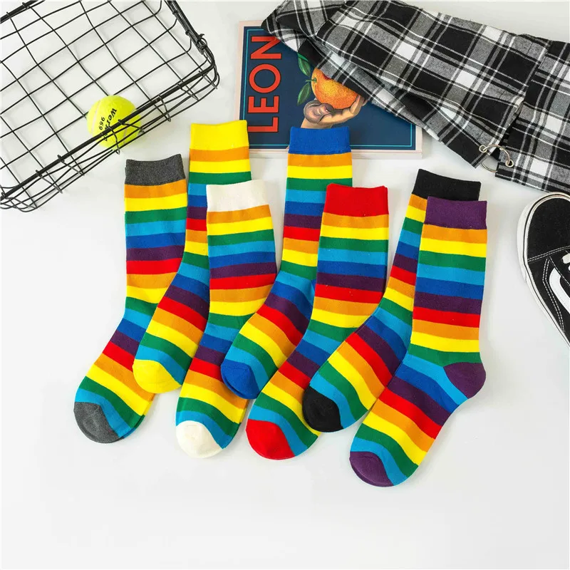 3pcs Women Rainbow Striped Cotton Stockings Elasticity Sweat Women's Long Socks Autumn Winter Fashion Multicolored Stocks
3pcs Women Rainbow Striped Cotton Stockings Elasticity Sweat Women's Long Socks Autumn Winter Fashion Multicolored Stocks