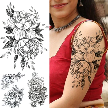 Black Flower Temporary Tattoos For Women Adults Peony Rose Carnations Tattoo Sticker Fake Transferable Half Sleeve Tatoos Paper
Black Flower Temporary Tattoos For Women Adults Peony Rose Carnations Tattoo Sticker Fake Transferable Half Sleeve Tatoos Paper