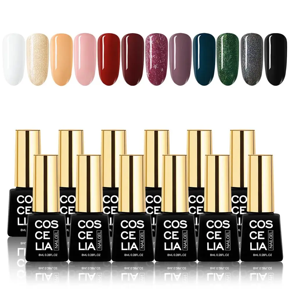 COSCELIA The New Nail Polish Nail Polish Set 12/20/40pc Nail Polish UV LED Soak Varnish 8ML Semi-permanent Gel Polishing Set