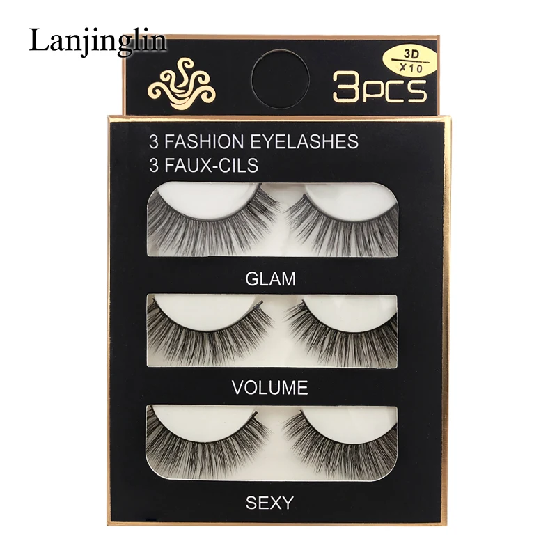 Faux Cils 3 Pairs False Eyelashes Soft Natural Long Wispy Fluffy 3D Mink Lashes Handmade Makeup Tool Extension Fake Eye Lashes 23 H7dead350650d41979795f054aa5fc4eel
