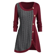 Plus Size Women Round Neck Button Knit Tops Long Sleeve Solid Button Single Breasted Casual Autumn Asymmetrical Female Sweater
Plus Size Women Round Neck Button Knit Tops Long Sleeve Solid Button Single Breasted Casual Autumn Asymmetrical Female Sweater