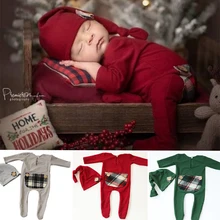 

1Set Baby Footed Photography Props Handmake Newborn for Boy Bebe Photo Shoot Sleeper Romper Pajamas Sleepy Hat Photo Accessories