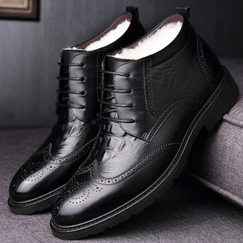 high quality men's leisure warm cotton snow boots business formal cow leather bullock shoes brogue cotton shoe ankle winter boot 
high quality men's leisure warm cotton snow boots business formal cow leather bullock shoes brogue cotton shoe ankle winter boot