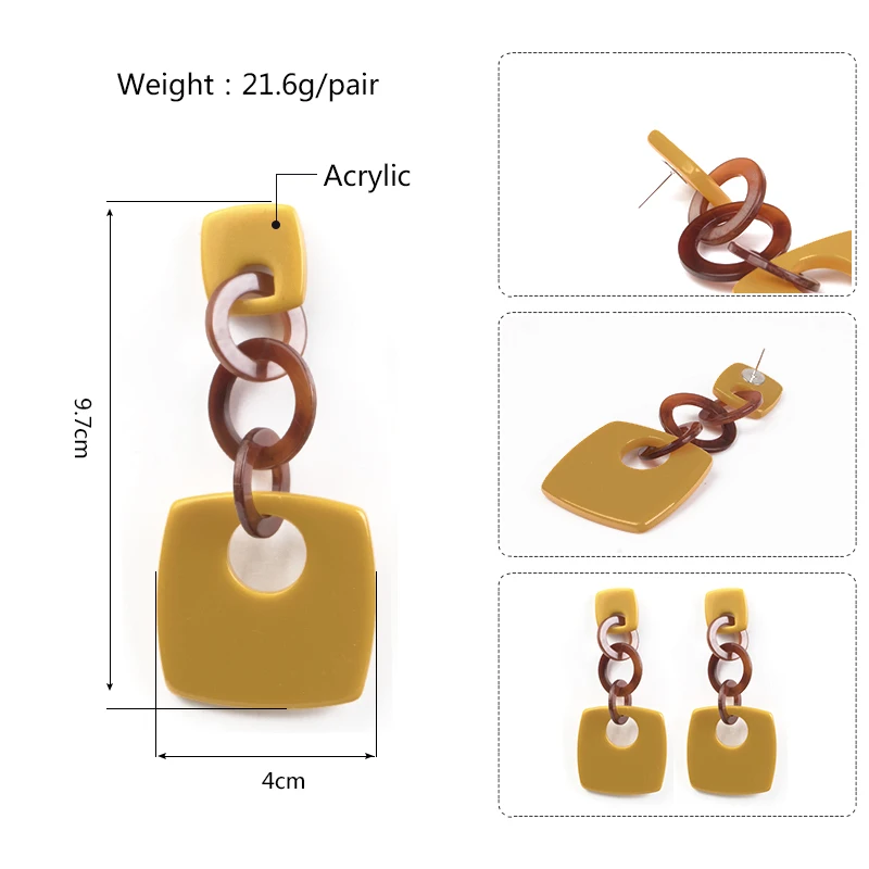 Vintage Dangle Fashion Acrylic Earrings Statement for Women Big Long Geometric Resin Dangling Earring Bohemian Jewelry Brincos (6)