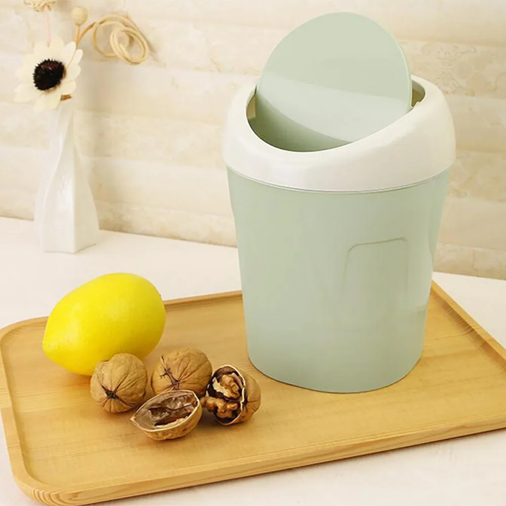 Desktop Waste Bins Trumpet Desktops Mini Creative Covered Kitchen Living Room Trash Can Rolling Cover Type Dustbin#30 | Дом и сад