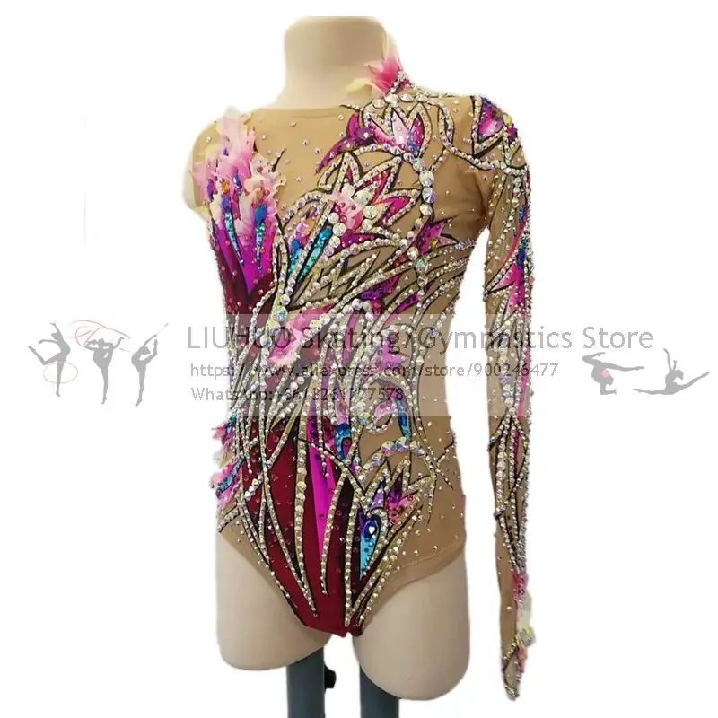 

New Design Rhythmic Gymnastics Competition Leotards Dress Women's Girls Ice Skating Dance Figure Skating Dress Artistic Costume