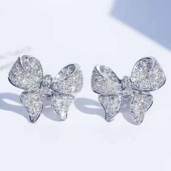 Luxury Bowknot Stud earring AAAAA Cz stone Real 925 Sterling silver Fine Party wedding Stud Earrings for women Bridal Jewelry 
Luxury Bowknot Stud earring AAAAA Cz stone Real 925 Sterling silver Fine Party wedding Stud Earrings for women Bridal Jewelry