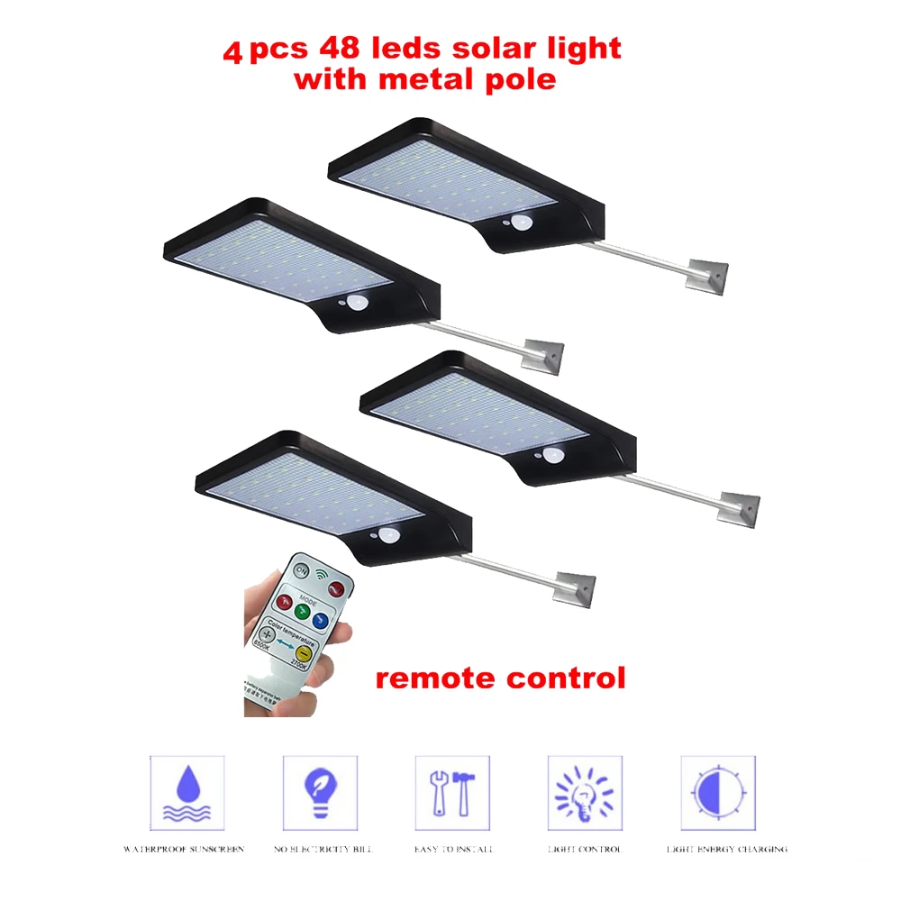 2/4pcs Solar Lights Outdoor 48 LED 3 Modes Motion Sensor Solar Wall Light with Remote Controller Waterproof Security Lamp for St
2/4pcs Solar Lights Outdoor 48 LED 3 Modes Motion Sensor Solar Wall Light with Remote Controller Waterproof Security Lamp for St