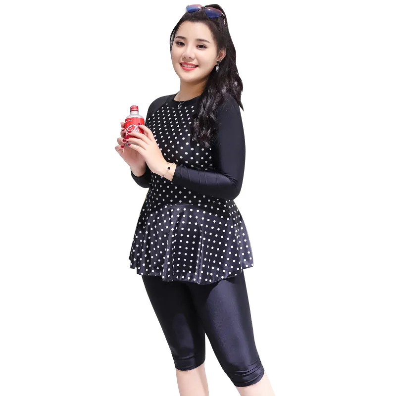 New Style 1803 Bathing Suit Women's Plus-sized Long Sleeve Tight Tight Leg Shorts Black Polkadot Split Type Swimwear
New Style 1803 Bathing Suit Women's Plus-sized Long Sleeve Tight Tight Leg Shorts Black Polkadot Split Type Swimwear
