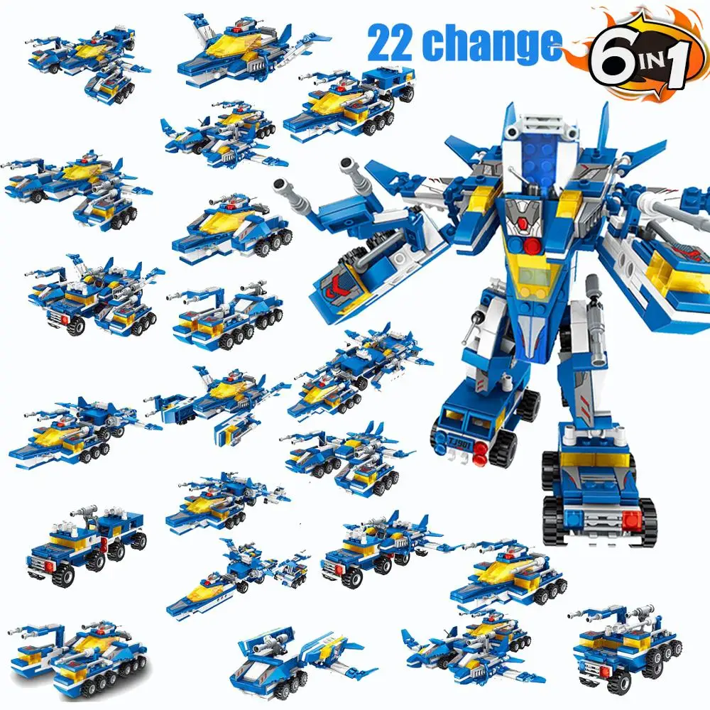 6 in1 22 Change Style Blocks Deformation Robot Model Building Blocks DIY Assembly Educational Bricks Set Toys for Children
6 in1 22 Change Style Blocks Deformation Robot Model Building Blocks DIY Assembly Educational Bricks Set Toys for Children