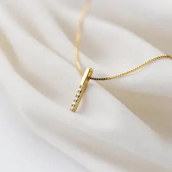 Silver Bar Pendant Necklace 925 Sterling Silver Necklace with Cubic Zirconia
Silver Bar Pendant Necklace 925 Sterling Silver Necklace with Cubic Zirconia