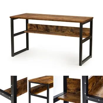 Wood and Metal Frame Computer Desk with Bookshelf Modern Home Office Large Computer Writing Table
Wood and Metal Frame Computer Desk with Bookshelf Modern Home Office Large Computer Writing Table