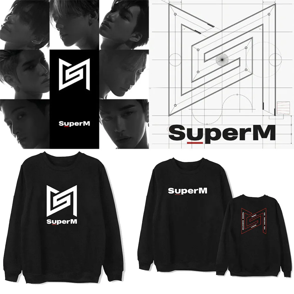 Новый корейский K-pop SuperM BAEKHYUN KAI Taemin Mark Lucas десять Taeyong толстовки Kpop поддержки