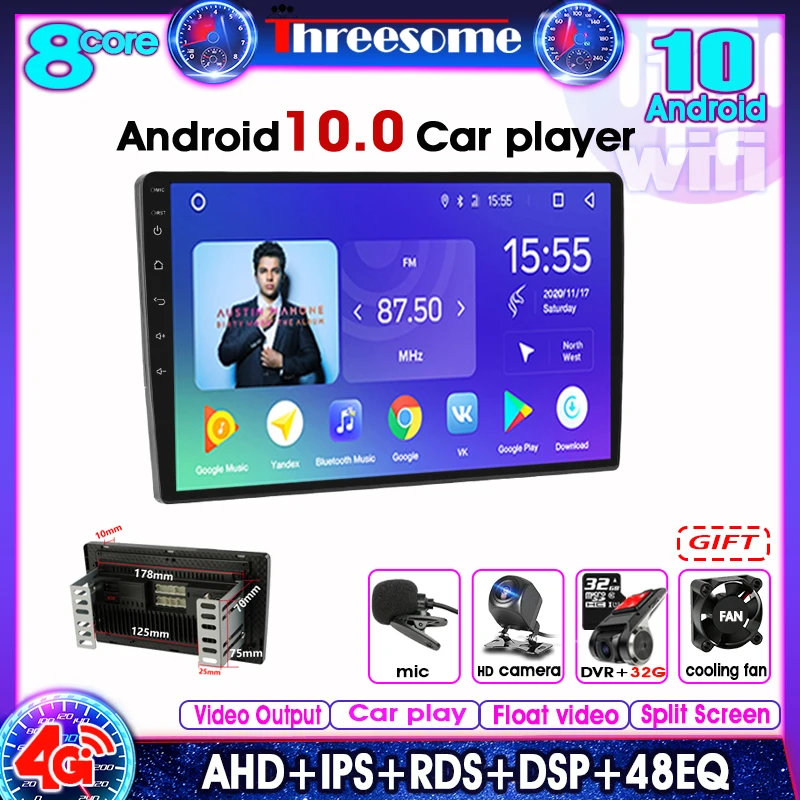 10" Android 10.0 2Din Universal Car Radio Multimedia Video Player 4G ENT DSP GPS Navigation For Nissan Hyundai Kia toyota Honda
10" Android 10.0 2Din Universal Car Radio Multimedia Video Player 4G ENT DSP GPS Navigation For Nissan Hyundai Kia toyota Honda