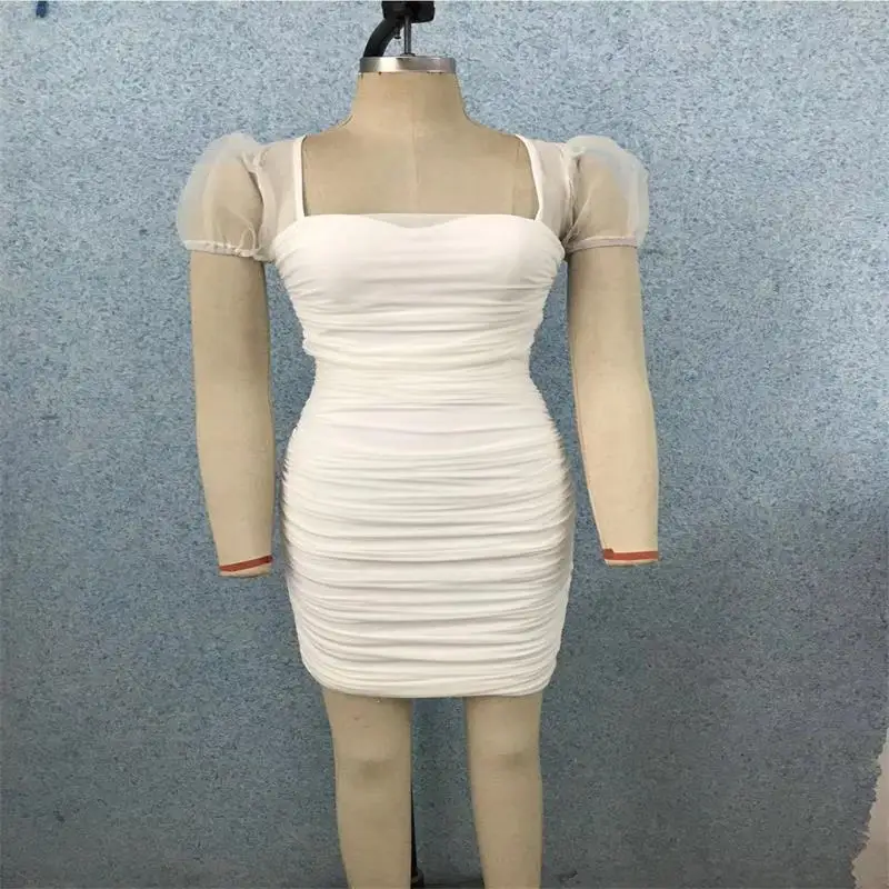 2019 Europe and the United States autumn new square collar bubble short sleeve pleated slim bag hip mini bandage dress Vestidos
2019 Europe and the United States autumn new square collar bubble short sleeve pleated slim bag hip mini bandage dress Vestidos