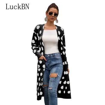 Women Polka Dot Knitted Sweater New 2019 Winter Fashion Long Cardigan Sweaters Autumn Casual Jumper Coat Pockets Sweaters Female 
Women Polka Dot Knitted Sweater New 2019 Winter Fashion Long Cardigan Sweaters Autumn Casual Jumper Coat Pockets Sweaters Female