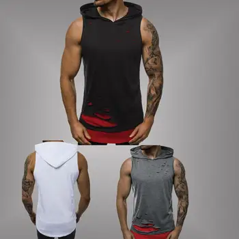 Men's Fitness Hoodie Vest Sleeveless Muscle Tattered Hole Bodybuilding Exercise Hole Sports Hooded Vest Street Hip Hop Mens
Men's Fitness Hoodie Vest Sleeveless Muscle Tattered Hole Bodybuilding Exercise Hole Sports Hooded Vest Street Hip Hop Mens