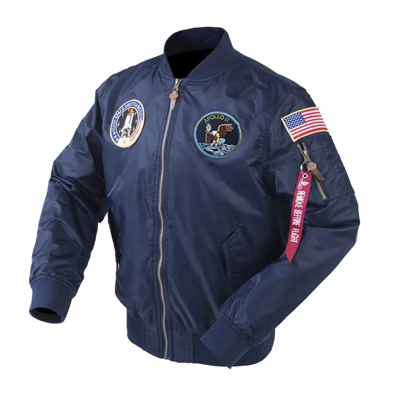 2019 Autumn Apollo Thin SPACE SHUTTLE MISSION Thin Bomber Hiphop US Air Force Pilot Flight Korean College Jacket For Men
2019 Autumn Apollo Thin SPACE SHUTTLE MISSION Thin Bomber Hiphop US Air Force Pilot Flight Korean College Jacket For Men