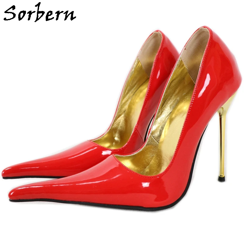 

Sorbern Long Pointy Toes Women Pump 12Cm High Heels Shoes Ladies Size 44 Heels Evening Shoes Metal Stilettos Heel Slip On Unisex