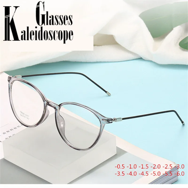 

-1 -1.5 -2.0 -2.5 -3 -4 to -6.0 Finished Myopia Glasses Women Men Transparent Frame Fashion Student Short-sighted Eyeglasses