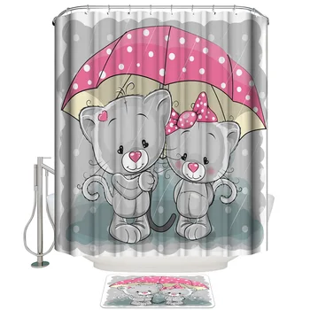 Cat Cartoon Cute Umbrella Bow Shower Curtain Set and Anti-slip Floor Mat Outdoor Rugs
Cat Cartoon Cute Umbrella Bow Shower Curtain Set and Anti-slip Floor Mat Outdoor Rugs