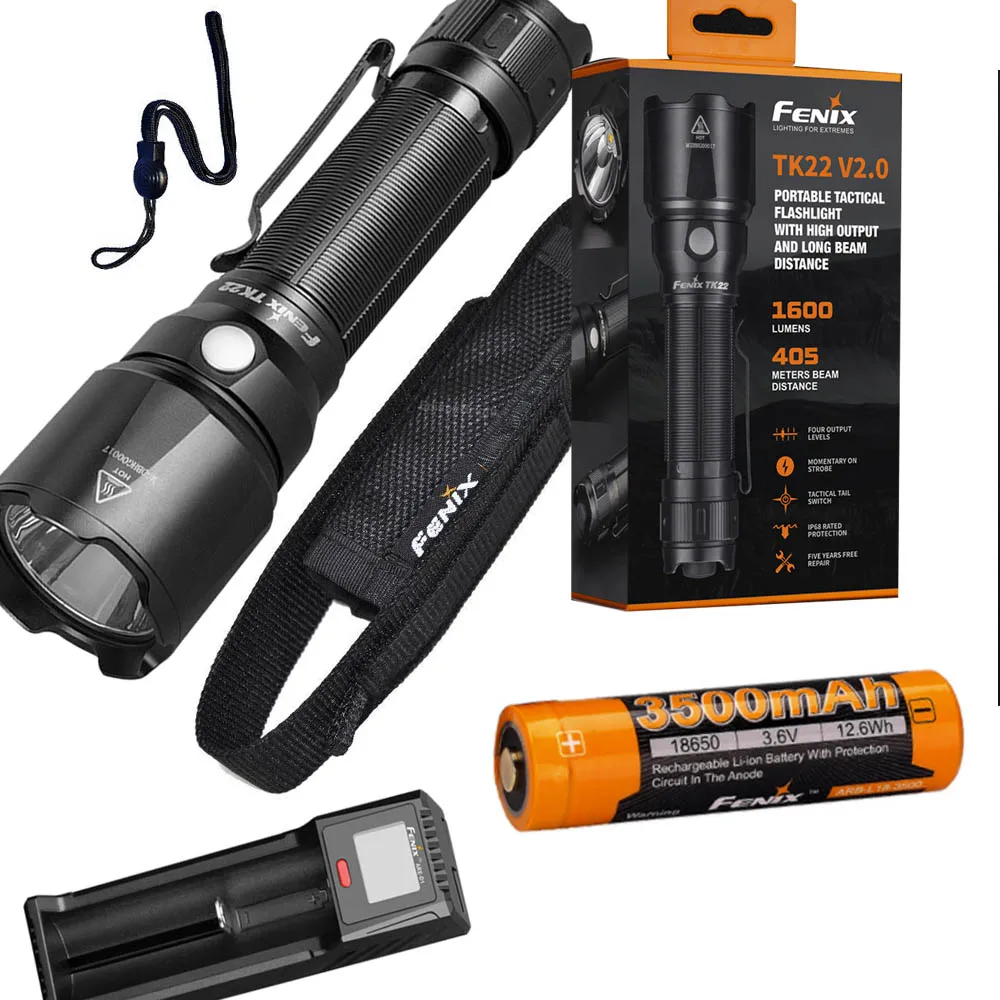 Fenix TK22 V2.0 тактический фонарь-1600 люменов с ARB-L18-3500 батареей и зарядным устройством