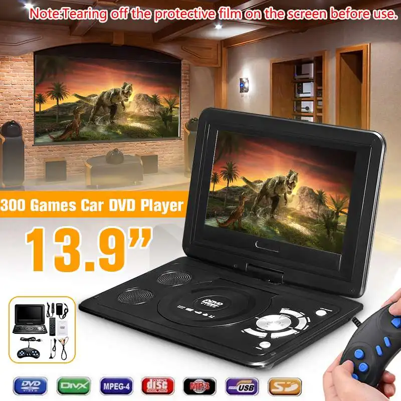 Mini Portable Home Car DVD Player 13.9'' MP3 CD Digital Multimedia Player USB SD Support FM TV Game Card Read Function w/Gamepad
Mini Portable Home Car DVD Player 13.9'' MP3 CD Digital Multimedia Player USB SD Support FM TV Game Card Read Function w/Gamepad