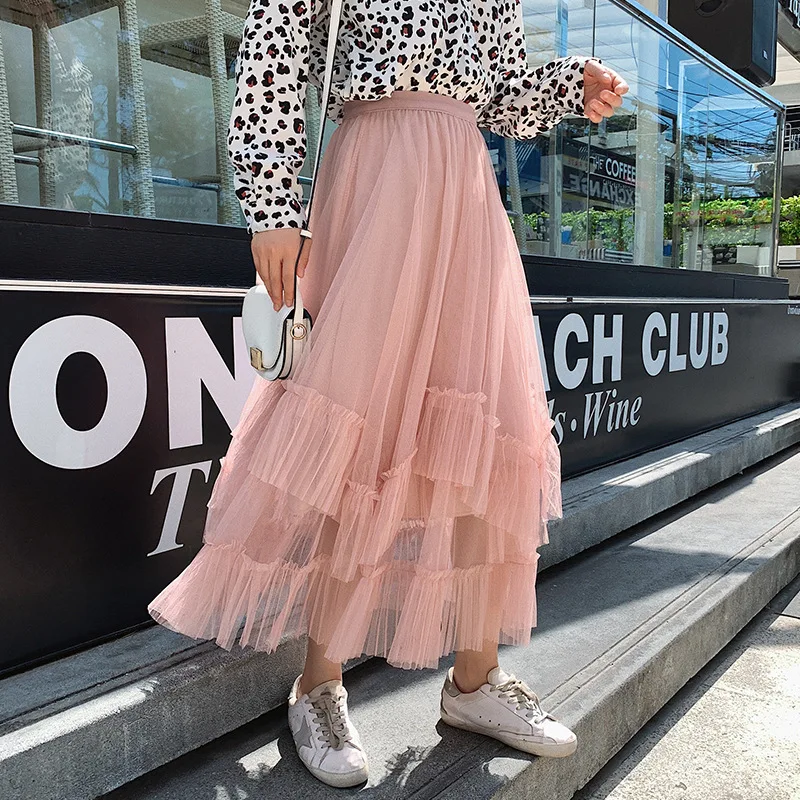 Spring Versatile High-waisted Irregular Hem Joint Pleated Frilled Mid-length Gauze Skirt
Spring Versatile High-waisted Irregular Hem Joint Pleated Frilled Mid-length Gauze Skirt