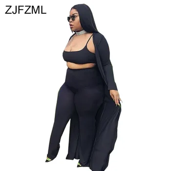 Plus Size Sexy Three Piece Tracksuit Women Clothes Spaghetti Strap Bra Top+Bodycon Pant +Long Sleeve Maxi Cardigan Casual Outfit 
Plus Size Sexy Three Piece Tracksuit Women Clothes Spaghetti Strap Bra Top+Bodycon Pant +Long Sleeve Maxi Cardigan Casual Outfit