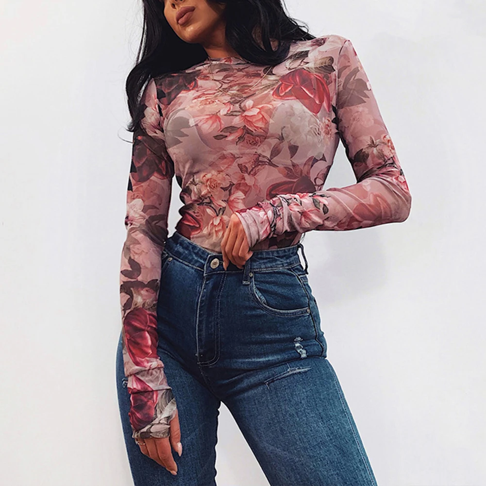 Fashion Sexy See-through Women Floral Print Long Sleeve Wild Popular Party Bodysuits Casual Skinny Autumn O-neck Clothes
Fashion Sexy See-through Women Floral Print Long Sleeve Wild Popular Party Bodysuits Casual Skinny Autumn O-neck Clothes