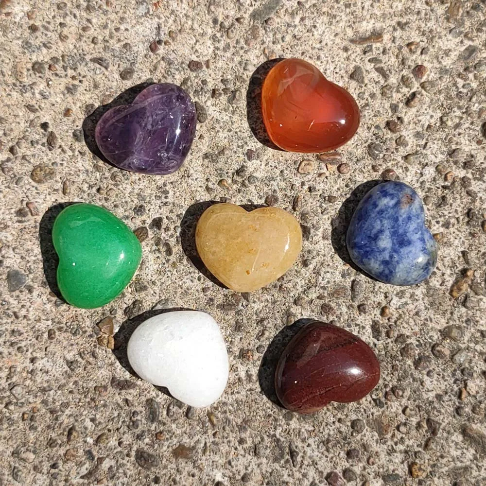 

7 Chakra Healing Reiki Natural Stone Heart Amethyst Rose Quartz Crystal Yoga Meditation Energy Stone Bead Decoration