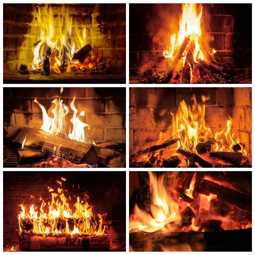 レンガ暖炉薪火災非難壁紙家の装飾国のパターンの写真の背景写真撮影の背景写真スタジオ Gooum
