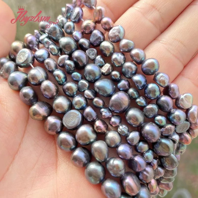 

3-4,5-7,8-9mm Natural Black Freeform Freshwater Pearl Stone Beads For DIY Necklace Bracelet Earrings Jewelry Making Strand 14.5"