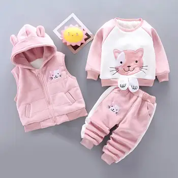 Keelorn Girls Kids Winter Cartoon Warm Suits 3PCS Zipper Vest with Hat and Cat Pattern Sweat and Striped Pants Girls Outfits 
Keelorn Girls Kids Winter Cartoon Warm Suits 3PCS Zipper Vest with Hat and Cat Pattern Sweat and Striped Pants Girls Outfits