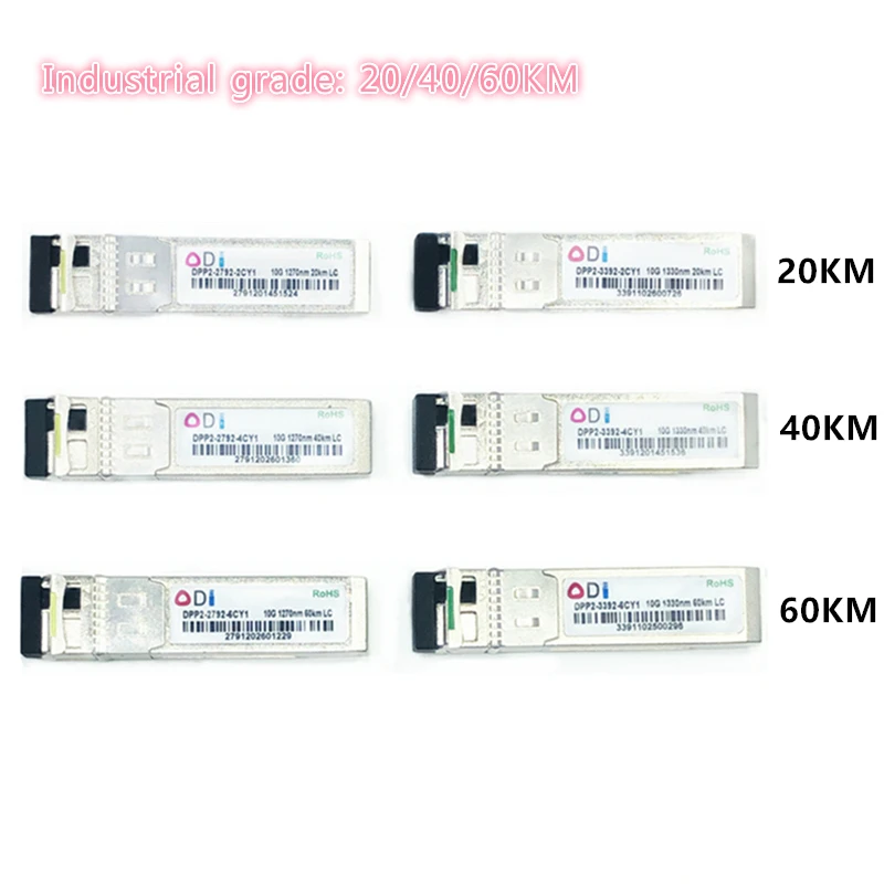 SFP 10G LC 20/40 / 60Km 1270nm / 1330nm Single Fiber SFP Optical SFP Industrial Grade -40-85 compatible with Mikrotik Cisco
SFP 10G LC 20/40 / 60Km 1270nm / 1330nm Single Fiber SFP Optical SFP Industrial Grade -40-85 compatible with Mikrotik Cisco