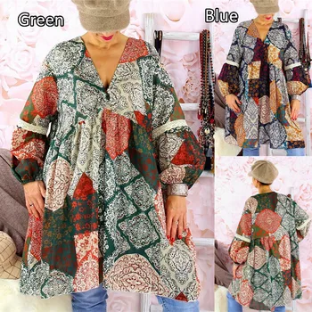 2019 New spring Women Retro Geometric Printed V Neck Lantern Sleeve High Waist Dress
2019 New spring Women Retro Geometric Printed V Neck Lantern Sleeve High Waist Dress