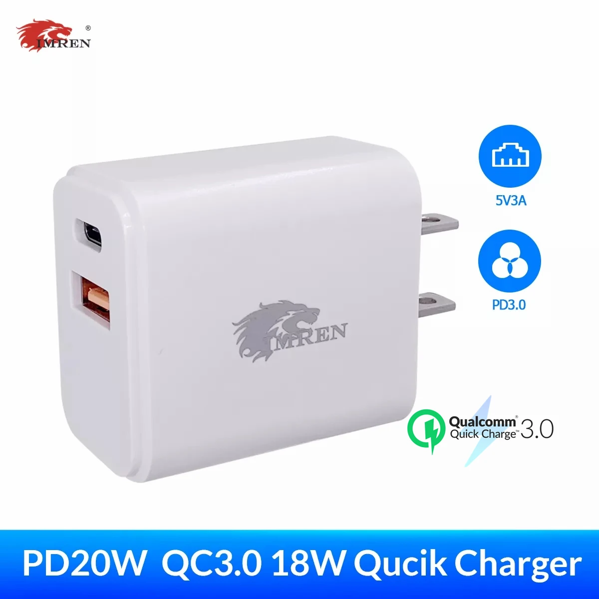 Зарядное устройство IMREN PD20W QC3.0, 18 Вт, 2,4 А, USB TYPE-C, настенное зарядное устройство, адаптер USB для iPhone 12, Samsung, Xiaomi, Huawei
Зарядное устройство IMREN PD20W QC3.0, 18 Вт, 2,4 А, USB TYPE-C, настенное зарядное устройство, адаптер USB для iPhone 12, Samsung, Xiaomi, Huawei