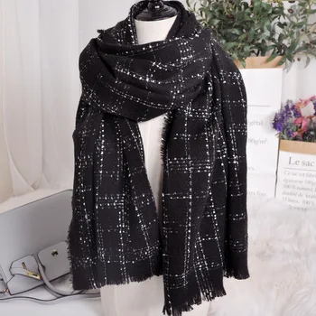 Winter Pashmina Cashmere Scarf Women Black White Double sided Plaid Knitted Blanket Scarf Long Scarves and Shawl Wraps MY2042 
Winter Pashmina Cashmere Scarf Women Black White Double sided Plaid Knitted Blanket Scarf Long Scarves and Shawl Wraps MY2042
