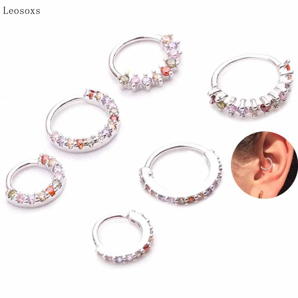 

Leosoxs 2pcs New Product Simple Color Zircon Ear Bone Ring Exquisite Piercing Jewelry