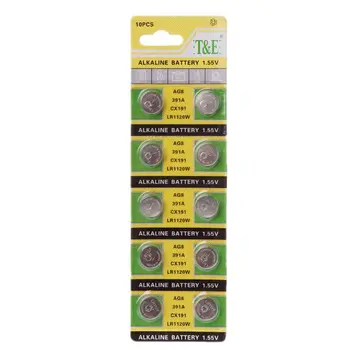 Watch Battery AG8 1.55V Li-ion Button Coin Cell Batteries LR1120 391 SR1120 191 LR55 Toys Remote Camera CPU 10PCS
Watch Battery AG8 1.55V Li-ion Button Coin Cell Batteries LR1120 391 SR1120 191 LR55 Toys Remote Camera CPU 10PCS