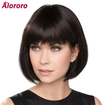 Alororo Synthetic Wig Bob Wigs for Women Black Short Wig with Bangs Heat Resistant Daily Available False Hair 
Alororo Synthetic Wig Bob Wigs for Women Black Short Wig with Bangs Heat Resistant Daily Available False Hair