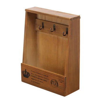 Vintage Sundries Storage Wood Box Mail Keys Pens Documents Organizer with 3 Hooks Home Wall Decoration (Antique Brown) 
Vintage Sundries Storage Wood Box Mail Keys Pens Documents Organizer with 3 Hooks Home Wall Decoration (Antique Brown)