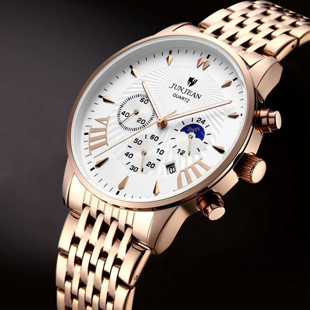 JUNJEAN Business Casual Men's Watch Waterproof Quartz Watch Luminous Display Clock Double Second Hand Stainless Steel Band Watch
JUNJEAN Business Casual Men's Watch Waterproof Quartz Watch Luminous Display Clock Double Second Hand Stainless Steel Band Watch
