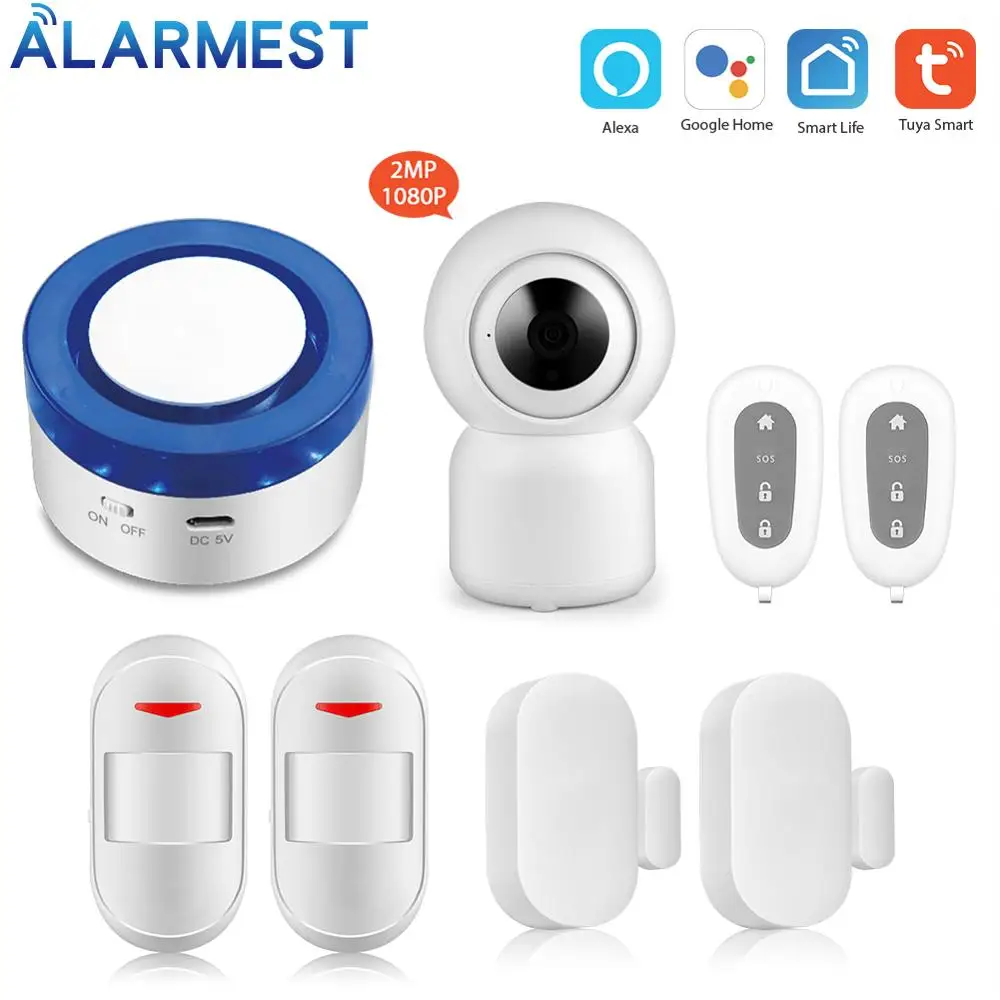 

Wireless Alarm Systems wifi Security Home andriod IOS Smart life app control Compatible with Ip camera