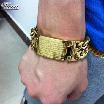 Tiasri Hip hop man bracelet cross designs men's jewelry accessories Gold Color High quality stainless steel Friends gift 22mm
Tiasri Hip hop man bracelet cross designs men's jewelry accessories Gold Color High quality stainless steel Friends gift 22mm