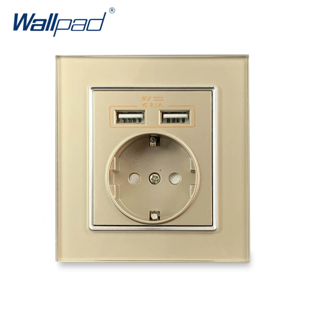 EU Socket With 2 Usb Socket Port Charger 5V 2100mA Gold Glass Panel Wallpad Luxury Wall Double USB Electric Power Outlet
EU Socket With 2 Usb Socket Port Charger 5V 2100mA Gold Glass Panel Wallpad Luxury Wall Double USB Electric Power Outlet