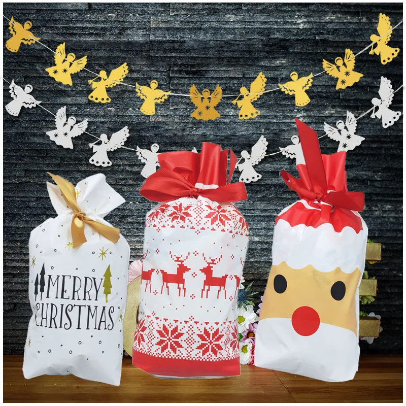 material: plastic quantity: 1/6/12pcs style: christmas gift bags