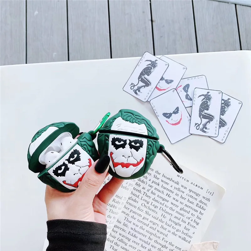 3D clown Joker for airpods 2 bluetooth Air pods box earphone silicone case for AirPods 2 1 Accessories cute cover coque fundas
3D clown Joker for airpods 2 bluetooth Air pods box earphone silicone case for AirPods 2 1 Accessories cute cover coque fundas