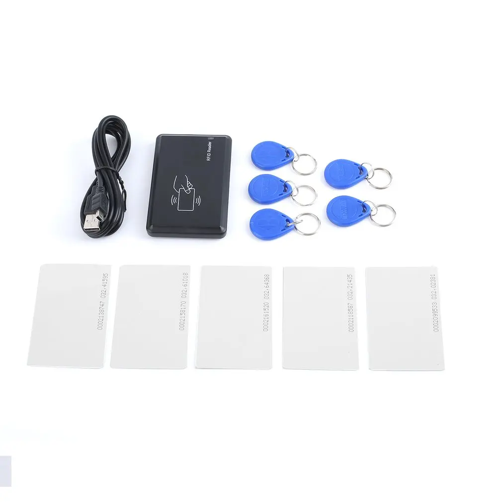 USB 125Khz RFID EM4305 T5567 Card Reader/Writer Copier/Writer Programmer Burner + 5 ID Key Buckles + 5 ID Cards rfid Reader
USB 125Khz RFID EM4305 T5567 Card Reader/Writer Copier/Writer Programmer Burner + 5 ID Key Buckles + 5 ID Cards rfid Reader